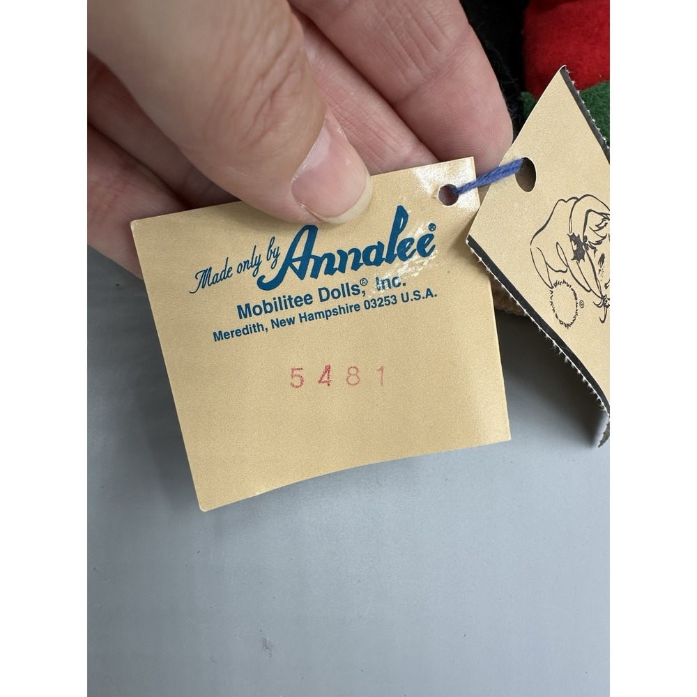 Vintage 1996 Annalee Doll Santa Claus Painting Toy Boat Apron, 12" With Tags - Picture 8 of 11